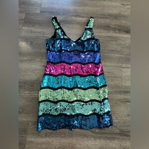 Multicolor Sequin Striped Dress size large